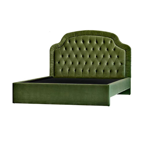 Cabernet Vintage Buckle Design Velvet High Headboard Bed Frame