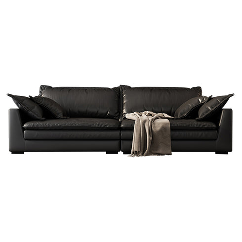 Davis Genuine Leather Black Soft 3 Seater Sofa Luxury Interior Couch