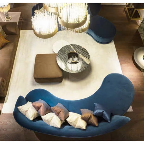 Marcel Velvet Fabric 3 Seater Sofa Modern Curved Couch