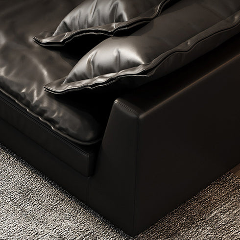 Davis Genuine Leather Black Soft 3 Seater Sofa Luxury Interior Couch