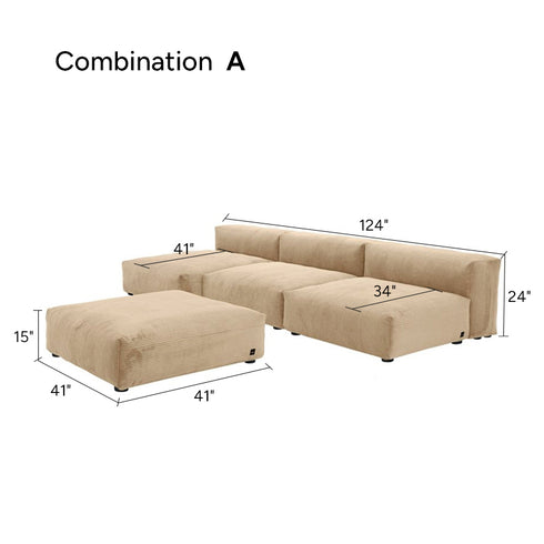 Amaris Corduroy Modern Simple Sofa Cube Modular Couch
