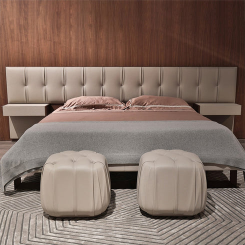 Alba Calf Leather Bed Frame with Bedside Tables