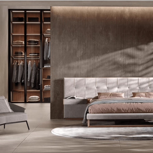 Alba Calf Leather Bed Frame with Bedside Tables