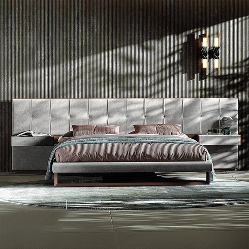 Alba Calf Leather Bed Frame with Bedside Tables