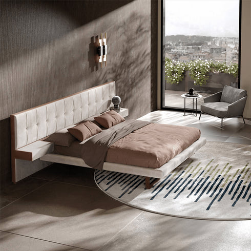 Alba Calf Leather Bed Frame with Bedside Tables