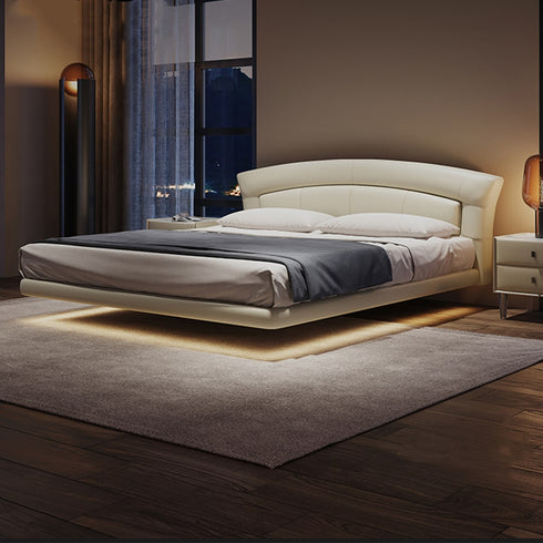 Aldis Microfiber Leather Modern Floating Bed Frame