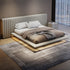 Aleph Microfiber Leather Wide Headboard Floating Bed Frame