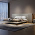 Aleph Microfiber Leather Wide Headboard Floating Bed Frame
