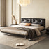 Alexia Calf Leather Upholstered Headboard Black Bed Frame