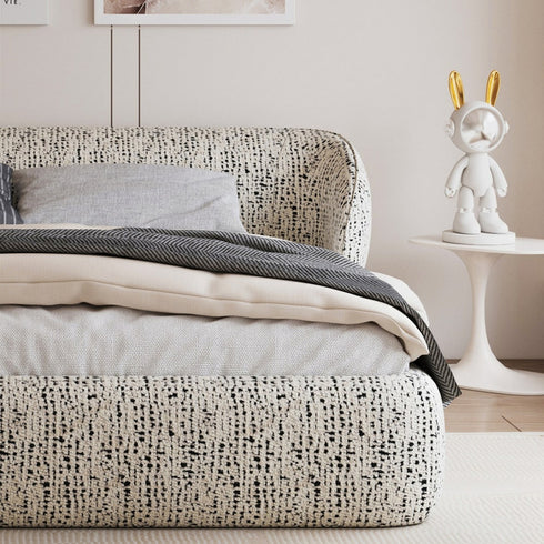 Aliyah Boucle Modern Upholstered Low Headboard Bed Frame