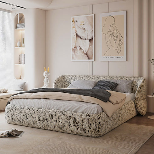 Aliyah Boucle Modern Upholstered Low Headboard Bed Frame