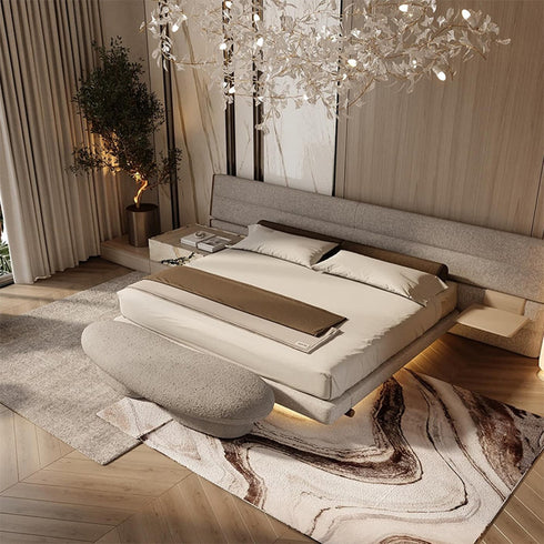 Allison Velvet Fabric Wide Headboard Modern Simple Bed Frame