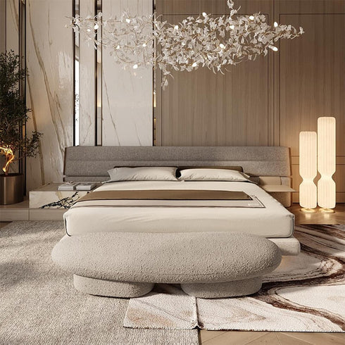 Allison Velvet Fabric Wide Headboard Modern Simple Bed Frame