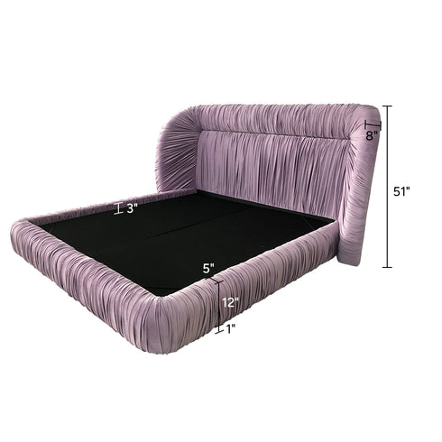 Almas Velvet Fabric Luxury High Headboard Bed Frame