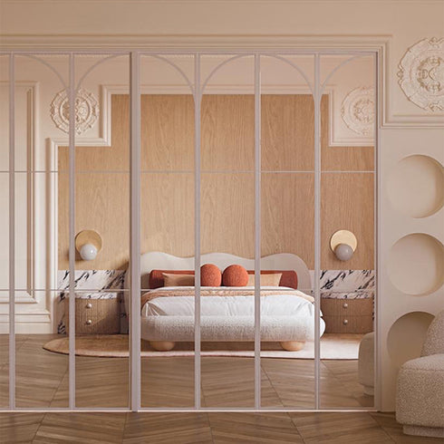 Alyria Boucle Fabric Shaped Headboard Modern Bed Frame