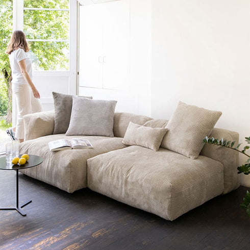 Amaris Corduroy Modern Simple Sofa Cube Modular Couch