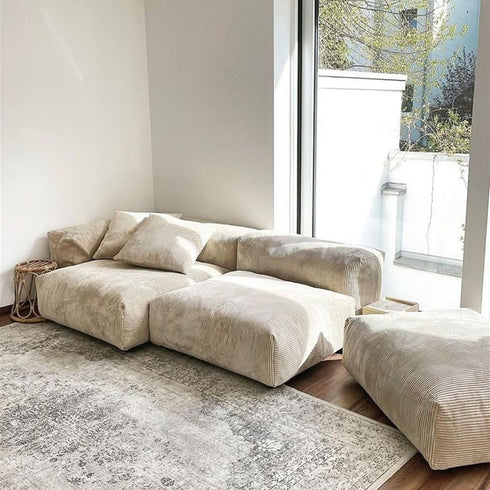 Amaris Corduroy Modern Simple Sofa Cube Modular Couch