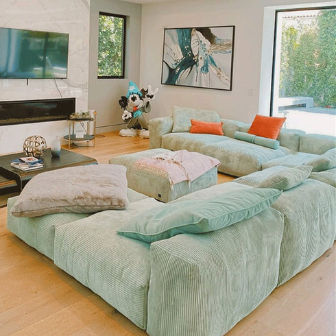 Amaris Corduroy Modern Simple Sofa Cube Modular Couch