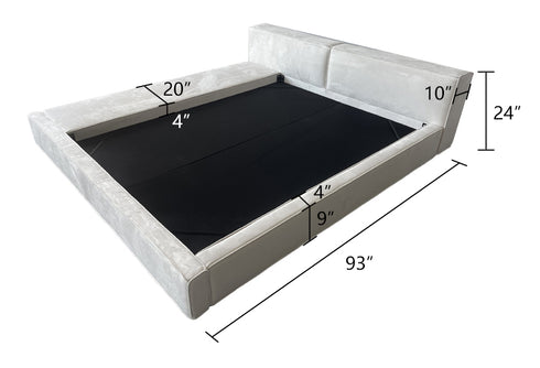 Anais Rectangular Headboard Suede Fabric Bed Frame