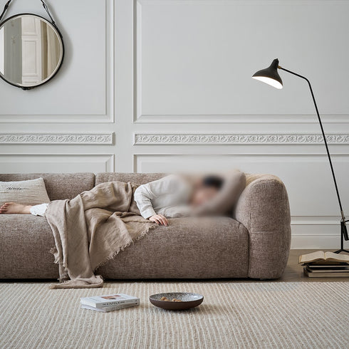 Andrea Cotton Linen Fabric Modern 3-Seater Arm Sofa