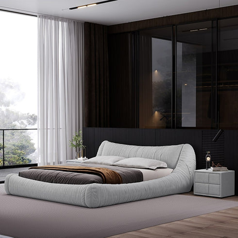 Andres Suede Fabric Low Headboard Modern Bed Frame