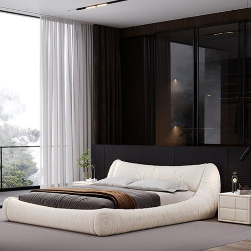 Andres Suede Fabric Low Headboard Modern Bed Frame