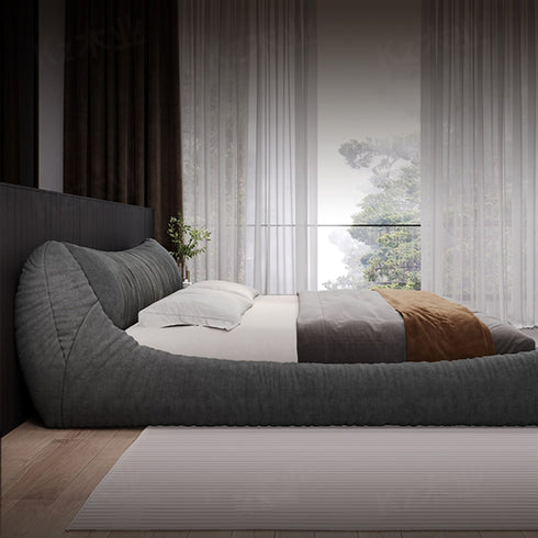 Andres Suede Fabric Low Headboard Modern Bed Frame