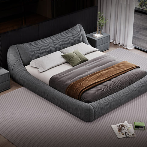 Andres Suede Fabric Low Headboard Modern Bed Frame
