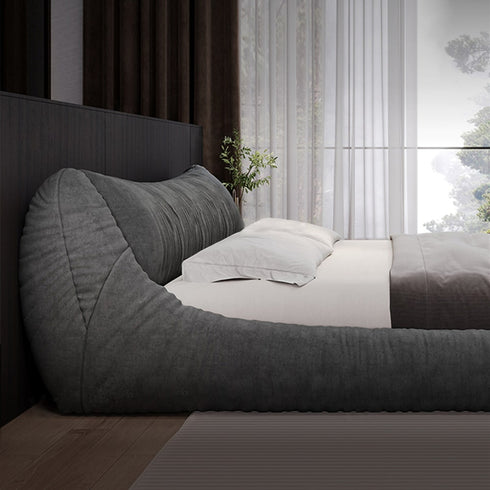 Andres Suede Fabric Low Headboard Modern Bed Frame