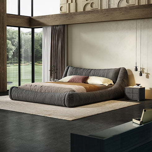 Andres Suede Fabric Low Headboard Modern Bed Frame