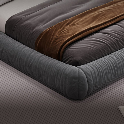 Andres Suede Fabric Low Headboard Modern Bed Frame