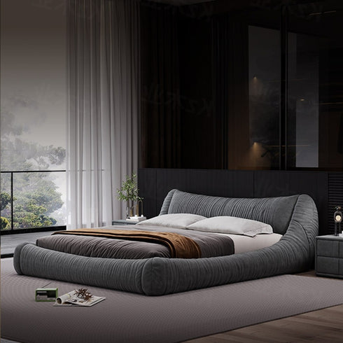 Andres Suede Fabric Low Headboard Modern Bed Frame