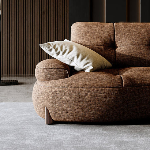 Angelo Brown Cotton Linen Fabric Luxury 3 Seater Sofa with Back Cushion 2-Piece Couch