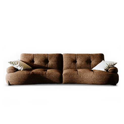 Angelo Brown Cotton Linen Fabric Luxury 3 Seater Sofa with Back Cushion 2-Piece Couch