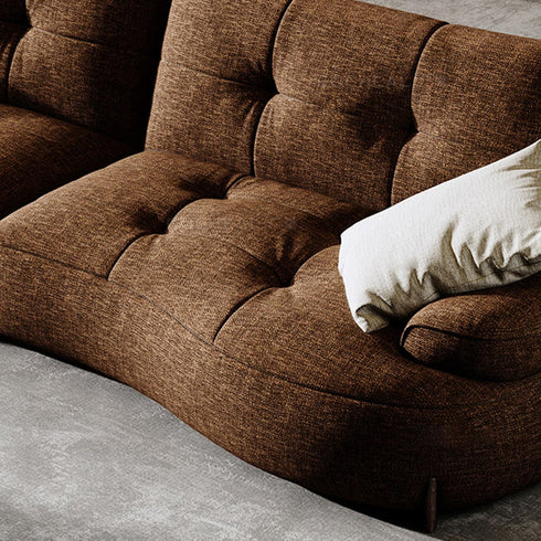 Angelo Brown Cotton Linen Fabric Luxury 3 Seater Sofa with Back Cushion 2-Piece Couch