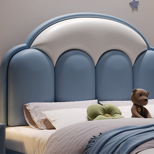 Annette Microfiber Leather Upholstered Shaped Headboard Bed Frame