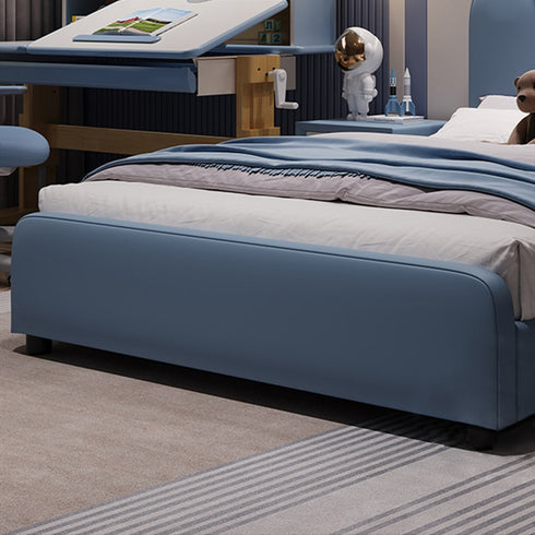 Annette Microfiber Leather Upholstered Shaped Headboard Bed Frame