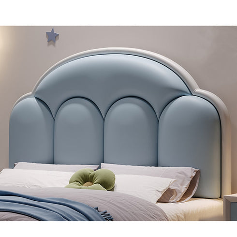 Annette Microfiber Leather Upholstered Shaped Headboard Bed Frame