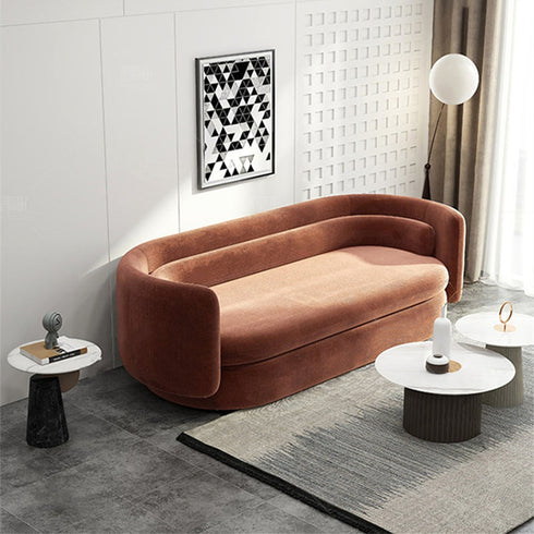 Aria Velvet 3 Seater Sofa Round Shaped Arm Couch