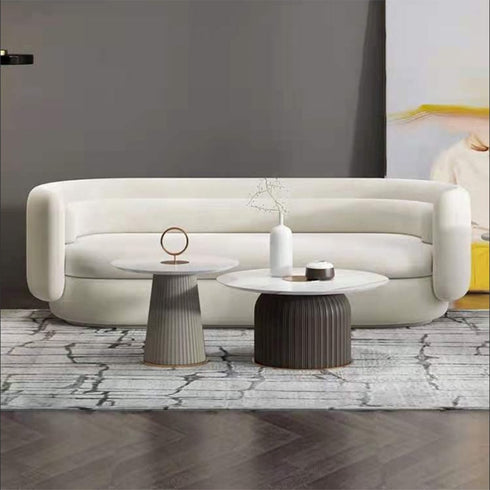 Aria Velvet 3 Seater Sofa Round Shaped Arm Couch