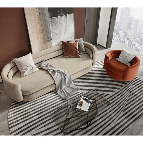 Aria Velvet 3 Seater Sofa Round Shaped Arm Couch