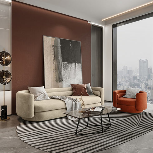Aria Velvet 3 Seater Sofa Round Shaped Arm Couch