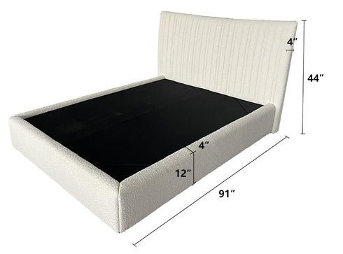 Armel Velvet Modern Stripe Pattern Headboard Bed Frame