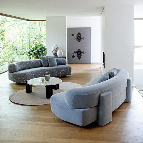 Arturo Chenille Flannel Curved Shaped Modern 4-Seater Sofa Luxury Reception Couch