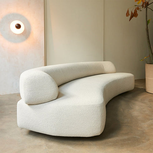 Arturo Chenille Flannel Curved Shaped Modern 4-Seater Sofa Luxury Reception Couch