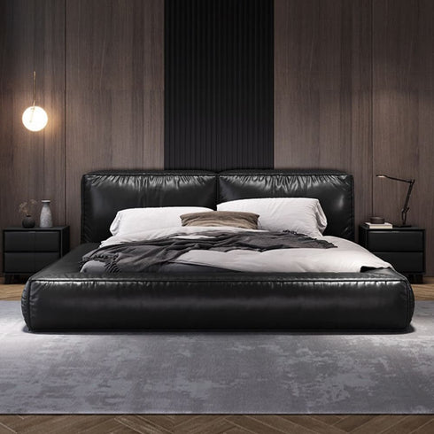 Aslan Modern Design Calf Leather Bed Frame