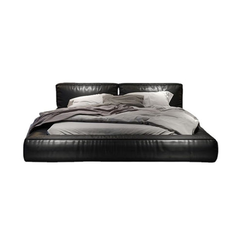 Aslan Modern Design Calf Leather Bed Frame