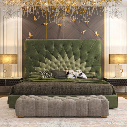 Athaliah Velvet Luxury High Headboard Bed Frame