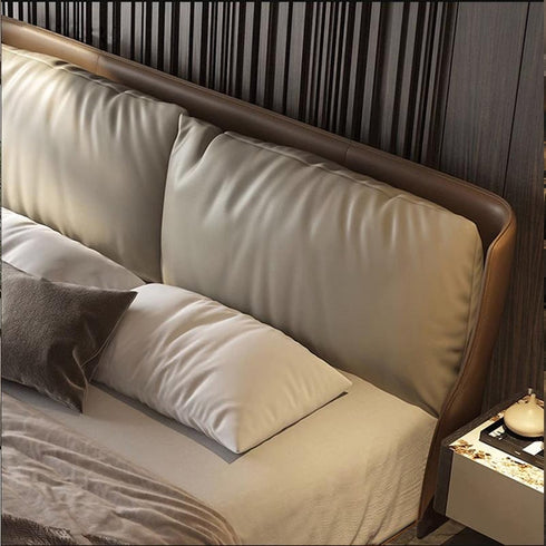 Auld Microfiber Leather Upholstered Modern Floating Bed Frame