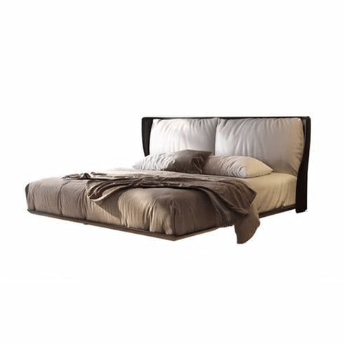 Auld Microfiber Leather Upholstered Modern Floating Bed Frame